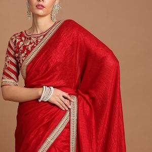 Splendid Dark Red Saree Pre Draped