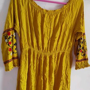 YELLOW COLD SHOULDER DRESS