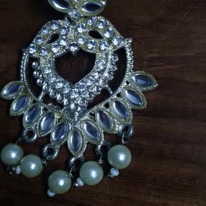 Kundan White And Golden Earrings