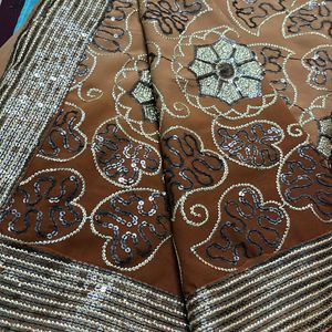 Brown Blue Fancy Saree