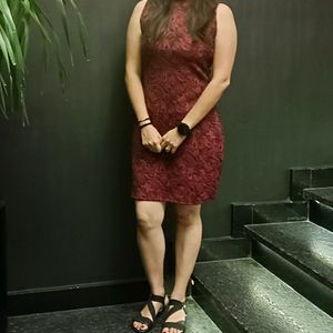 Maroon And Black Mosaic Dress