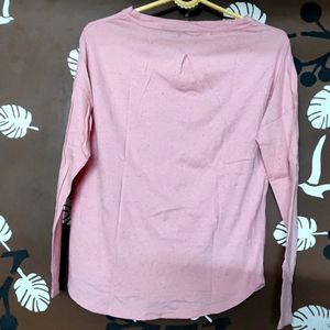 Women Peach-coloured Solid Round Neck T- Shirt