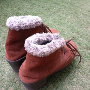 Brown Winter Heel Boots For Women