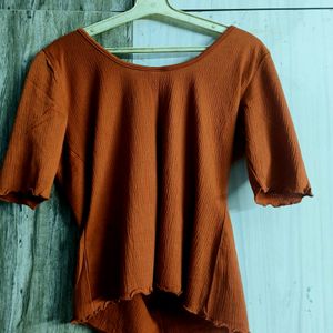 brown Crop Fancy Top