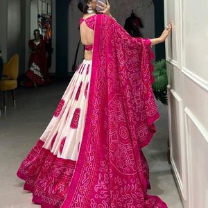 Bandhej Print Lehenga Choli For Girls