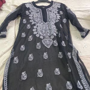 Transparent Black Chenderi Work Kurta