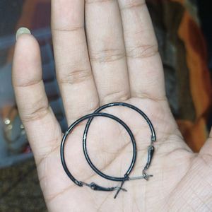 Black Hoops Earings