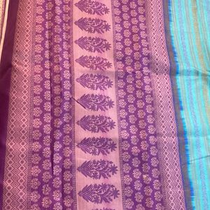 New Turquoise Blue And Purple Saree