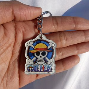 One Piece Logo And Luffy Anime Keychain