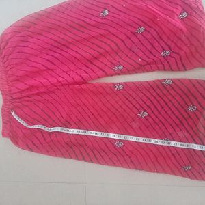 Pink Flore Lehriya Kurta With Palazzo