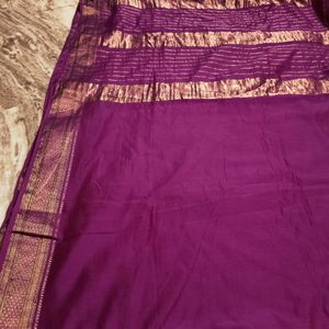 Golden zari border saree