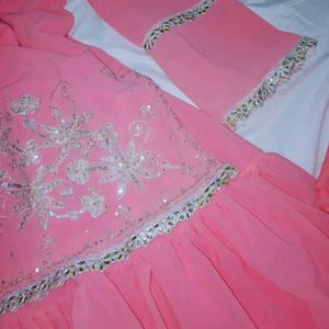 Pink Heavy Embroidered Sharara Suit