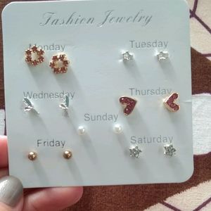 Stud Earrings Set Of 7