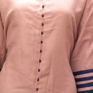 Kurti korean button check designtrend pink1pic 4XL