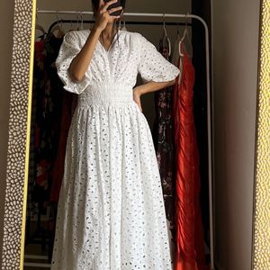 Cotton Broderie White Maxi Dress