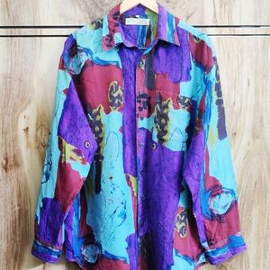 Purple Printed Shirt Size-44