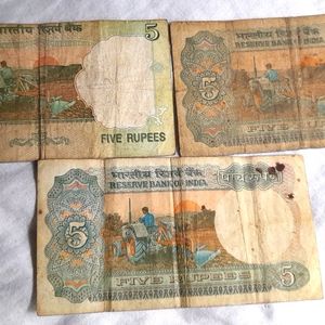 Three 5rs And Two 10rs Notes.