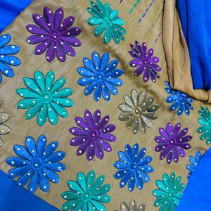 Brown And Purple Kdai Work Suit With Dupatta