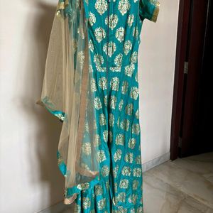 Eye Catching Sea Green Gown With Dupatta