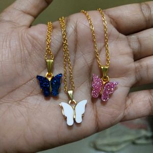 Gold Plated Butterfly Chains Pack Of 3