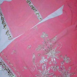 Pink Heavy Embroidered Sharara Suit