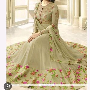 Floral Green & Red Combination ANARKALI SUIT