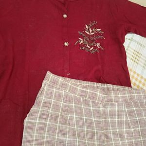 Beautiful Marron Straight Kurta Set