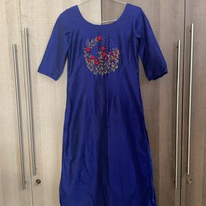 Hand Embroidered Navy Blue Kurti