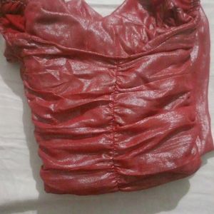 A Vine Red Beautiful Cool Fabric Shiny Top .