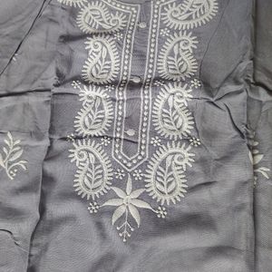 New Gray And White Kurta Pant Set