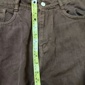 High Waist Straight Fit Brown Jeans