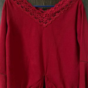 Red Bell Sleeves Top