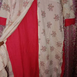 White & Pink Colour Kurti