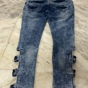 Blue Jeans With Designed Pattern