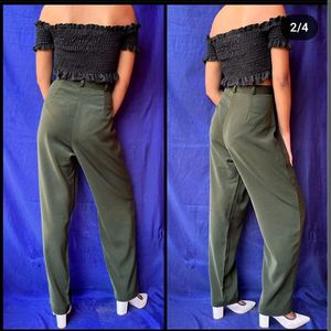 Dark Green Straight Trousers