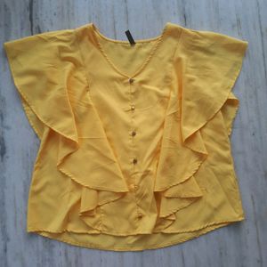 STYLISH Yellow Flared Top