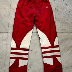 ADIDAS ORIGINALS RED BIG TREFOIL TRACKPANTS