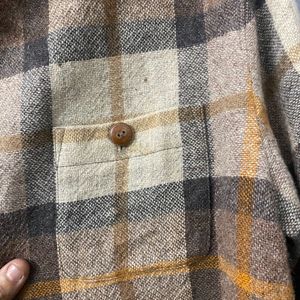 Vintage 1970s Checked Wool Shirt Jacket