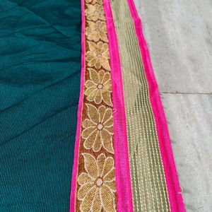 Beautiful Peacock 🦚 colour Saree Heavy Blouse