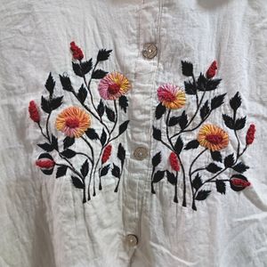 Collared Top With Embroidery