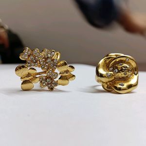 Combo Of 2 Stoned Gold Plated Adjustable Ring