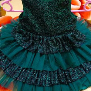 Kids Fluffy Green Gown