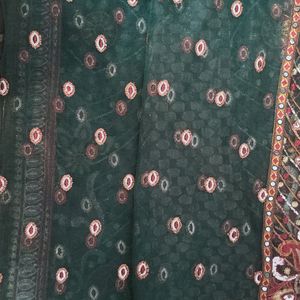 Lahenga Pattern Saree Maroon Green With Blouse ,vi