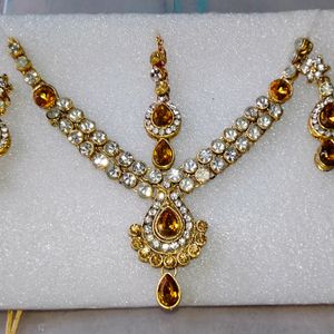 Artificial Diamond 😘Jewellery Set 💥With Mangtika