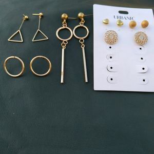 🎉Pack Of 6 Earrings Shiny And Gold Plated Trendy