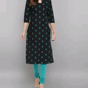 Black And Teal Blue Printed Kurta From Janasya