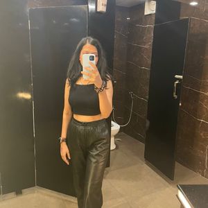 Mango Black Leather Trouser