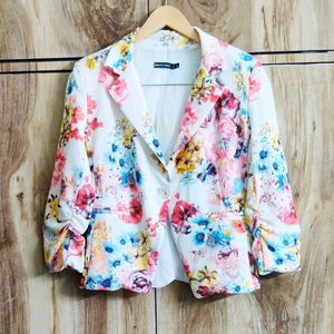 White Printed Coat Size-34