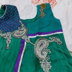 Dark Green Anarkali With Stone Or Thread Work🌷