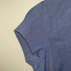 Blue Shirt Half Sleeve Mini Puff